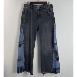 Handmade Quilted Panel Jeans Garage Denim 90s Straight Black Wash 9/29 Grunge